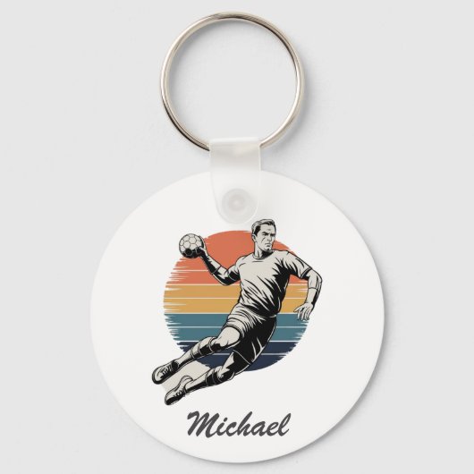 trendy moderne handbalspeler gepersonaliseerd sleutelhanger (Voorkant)