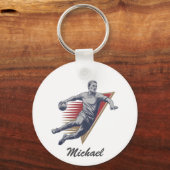 trendy moderne handbalspeler gepersonaliseerd sleutelhanger (Achterkant)