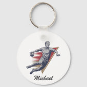 trendy moderne handbalspeler gepersonaliseerd sleutelhanger (Achterkant)