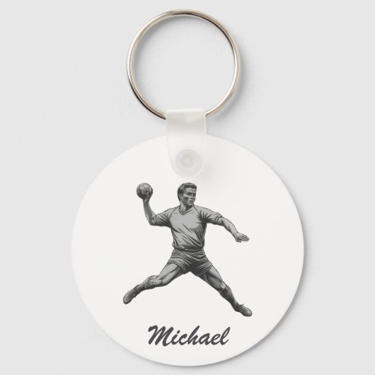  trendy moderne handbalspeler gepersonaliseerd sleutelhanger (Voorkant)
