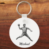  trendy moderne handbalspeler gepersonaliseerd sleutelhanger (Voorkant)