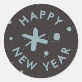 Trendy moderne handgeschreven gelukkig nieuwjaar s ronde sticker (Voorkant)