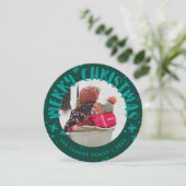 Trendy moderne handgeschreven kerst fotokaart kaart (Staand voorkant)