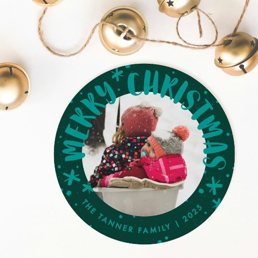 Trendy moderne handgeschreven kerst fotokaart kaart