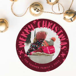 Trendy moderne handgeschreven kerst fotokaart kaart