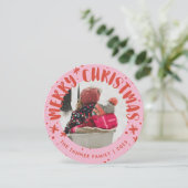 Trendy moderne handgeschreven kerstfoto kaart (Staand voorkant)
