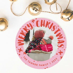 Trendy moderne handgeschreven kerstfoto kaart