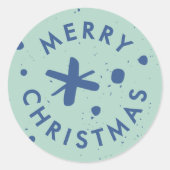 Trendy moderne handgeschreven vrolijk kerstfeest s ronde sticker (Voorkant)