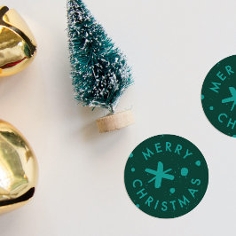 Trendy moderne handgeschreven vrolijk kerstfeest s ronde sticker