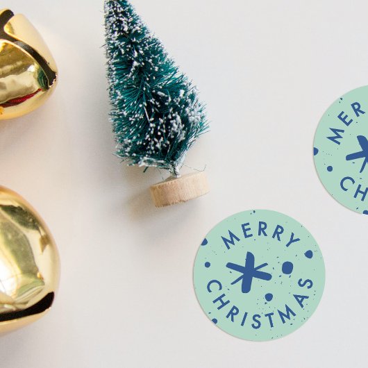 Trendy moderne handgeschreven vrolijk kerstfeest s ronde sticker