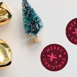 Trendy moderne handgeschreven vrolijk kerstfeest s ronde sticker