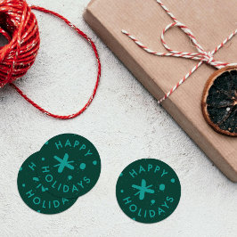 Trendy moderne handgeschreven vrolijke feestdagen ronde sticker