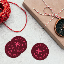 Trendy moderne handgeschreven vrolijke feestdagen ronde sticker