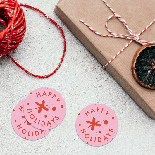Trendy moderne handgeschreven vrolijke feestdagen ronde sticker