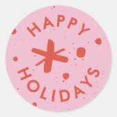 Trendy moderne handgeschreven vrolijke feestdagen ronde sticker (Voorkant)