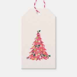 Trendy moderne heldere kleur feestelijke kerstboom cadeaulabel