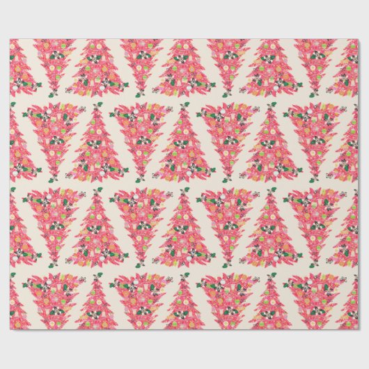 Trendy moderne heldere kleur feestelijke kerstboom cadeaupapier (Vlak)