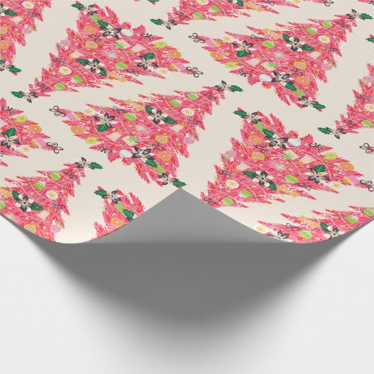 Trendy moderne heldere kleur feestelijke kerstboom cadeaupapier (Hoek)