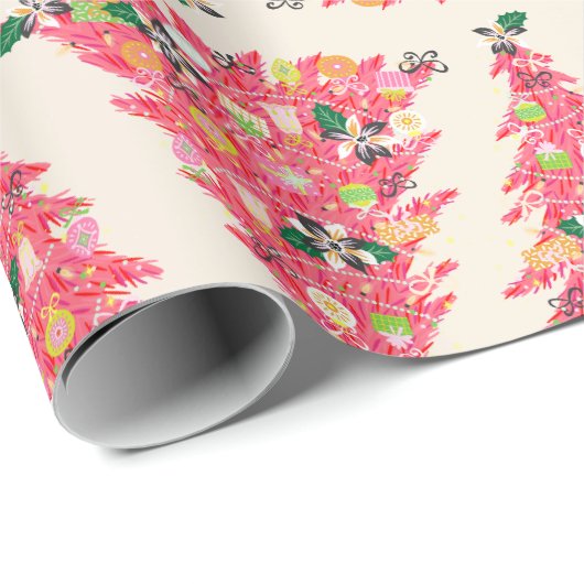 Trendy moderne heldere kleur feestelijke kerstboom cadeaupapier (Rol Hoek)