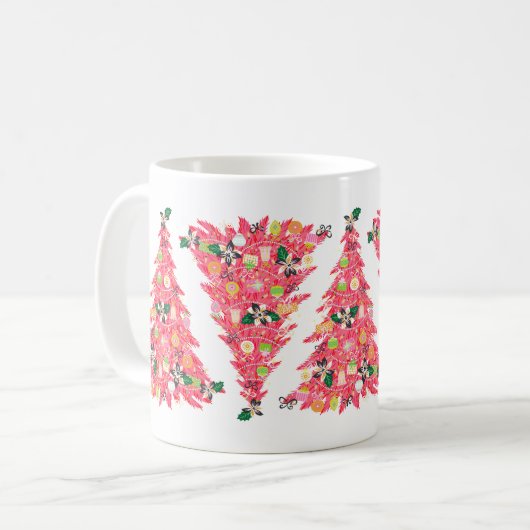 Trendy moderne heldere kleur feestelijke kerstboom koffiemok (Voorkant links)