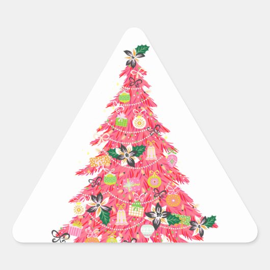 Trendy moderne heldere kleur feestelijke kerstboom sticker (Voorkant)