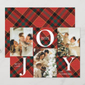 Trendy Moderne Joy Rood en Groene Foto Kerstmis Feestdagenkaart (Voorkant / Achterkant)