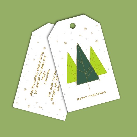Trendy moderne kerstboom foto cadeaulabel