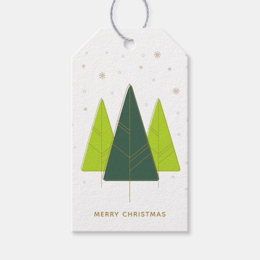 Trendy moderne kerstboom foto cadeaulabel (Voorkant)