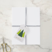 Trendy Moderne Kerstboom Groene Foto Cadeaulabel (Met Touw)