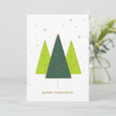 Trendy Moderne Kerstboom Groene Foto Feestdagenkaart (Staand voorkant)