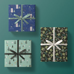 Trendy moderne kerstcadeau inpakpapier vellen