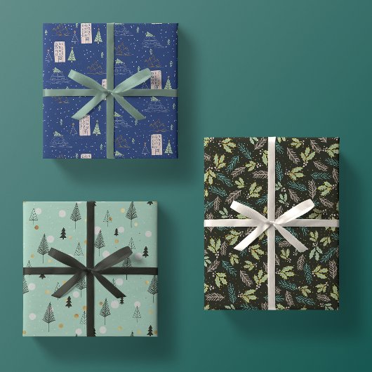 Trendy moderne kerstcadeau inpakpapier vellen
