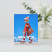 Trendy Moderne Kerstman Walker Feestdagenkaart (Staand voorkant)