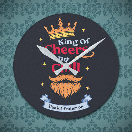 Trendy Moderne Kleurrijke Grappige King Quote Typo Ronde Klok