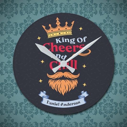 Trendy Moderne Kleurrijke Grappige King Quote Typo Ronde Klok