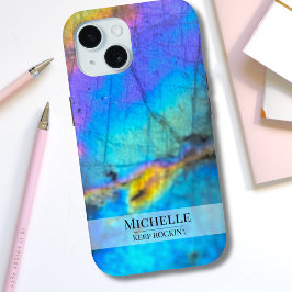 Trendy Moderne Kleurrijke Marmeren Steen Naam iPhone 15 Case