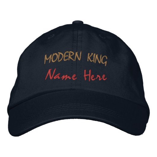 Trendy Moderne KONING Naam-Hoed Statement Cool Geborduurde Pet (Voorkant)