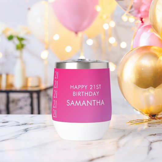 Trendy Moderne Krachtige Roze Gradiënt 21e Verjaar (Vrijgezellenfeest (Gedraaid) )