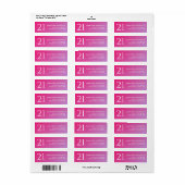 Trendy Moderne Krachtige Roze Gradiënt 21e Verjaar Etiket (Full Sheet)