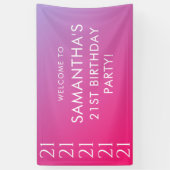 Trendy Moderne Krachtige Roze Gradiënt 21e Verjaar Spandoek (Verticaal)