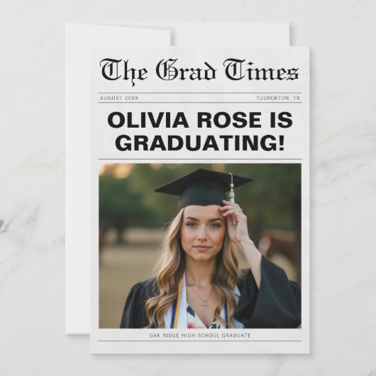 Trendy Moderne Krant Afstuderen Aankondiging (Voorkant)