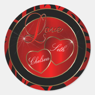 Trendy Moderne Liefde Rood personaliseren Ronde Sticker