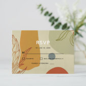 Trendy moderne lijn abstract Protea botanisch RSVP Kaartje (Staand voorkant)