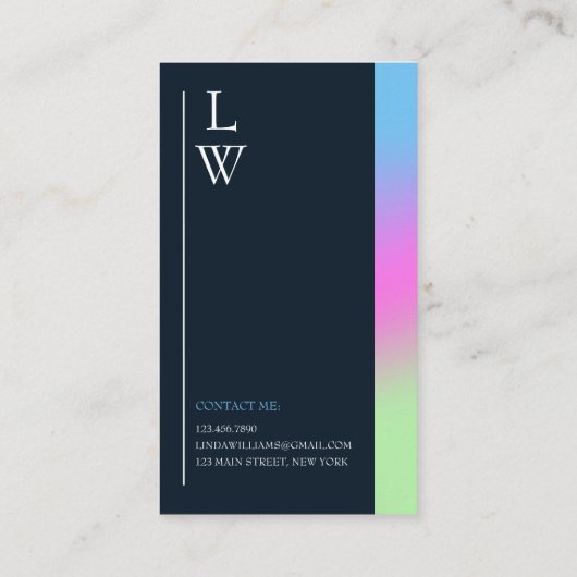 Trendy Moderne Make-up Artiest Kleurrijke Gradiënt Visitekaartje (Achterkant)