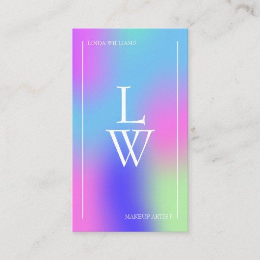 Trendy Moderne Make-up Artiest Kleurrijke Gradiënt Visitekaartje (Voorkant)