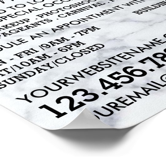 Trendy Moderne Marmeren Make-up Artiest Adverteren Poster (Hoek)