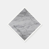 Trendy Moderne Marmeren Zilveren Glam Bruiloftsfee Servetten (Hoek)