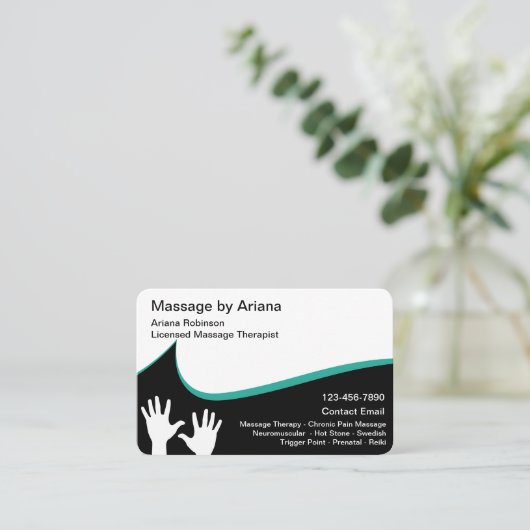 Trendy moderne massagetherapie visitekaartje (Staand voorkant)