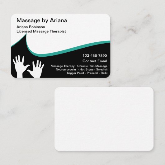 Trendy moderne massagetherapie visitekaartje (Voorkant / Achterkant)