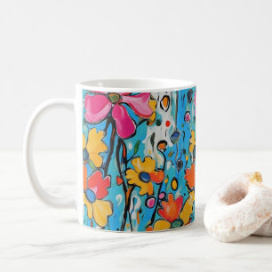 Trendy Moderne Maximalist Kleurrijke Waanzin Bloem Koffiemok